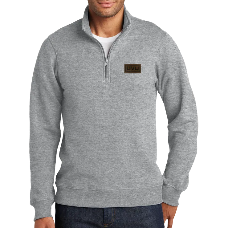 Port & Company Fan Favorite Fleece 1/4-Zip Pullover Sweatshirt- Pleather Mono Patch