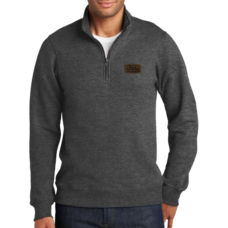 Port & Company Fan Favorite Fleece 1/4-Zip Pullover Sweatshirt- Pleather Mono Patch