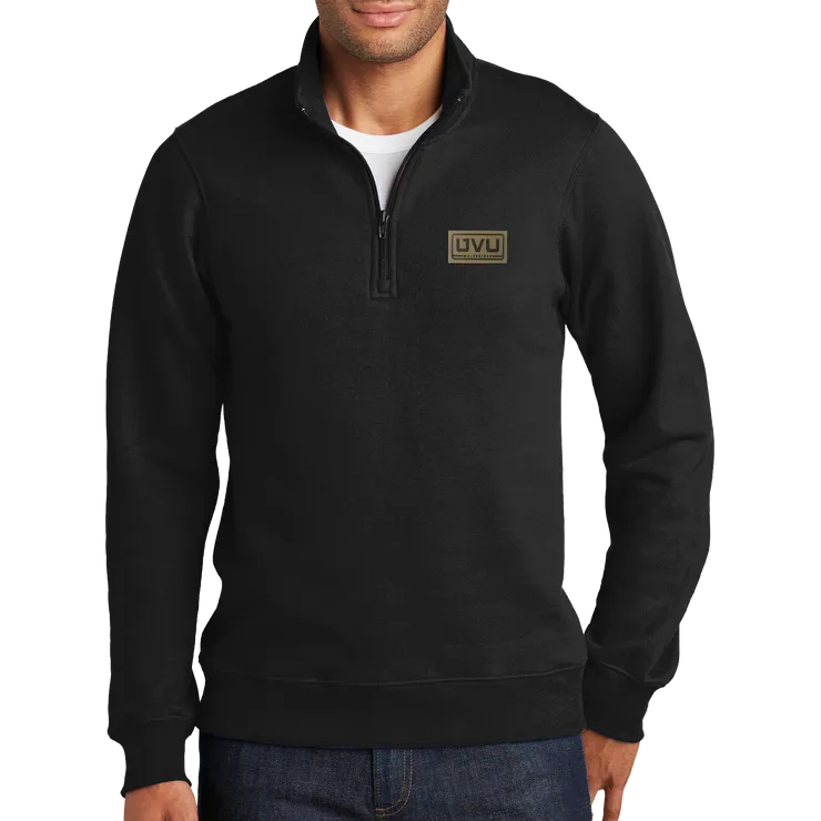 Port & Company Fan Favorite Fleece 1/4-Zip Pullover Sweatshirt- Pleather Mono Patch