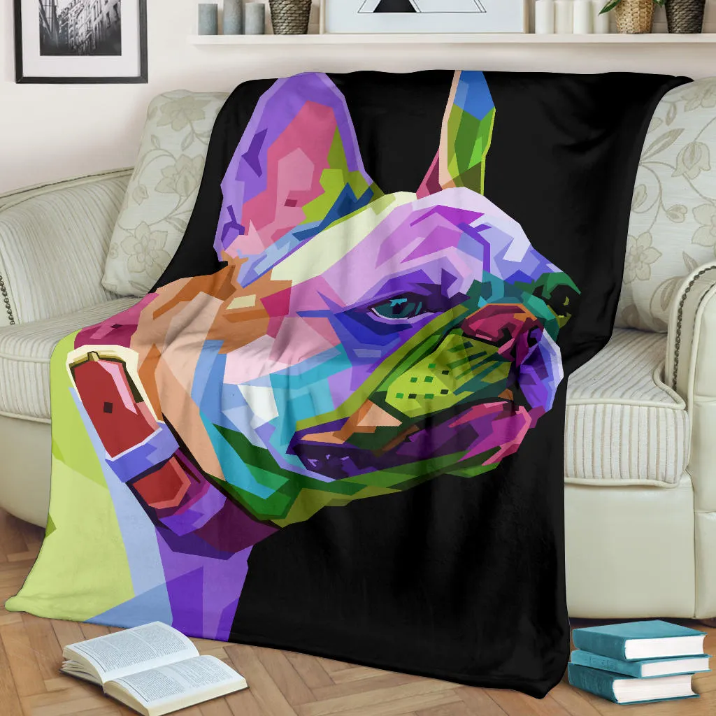 Premium Blanket cute french bulldog geometric pop art style