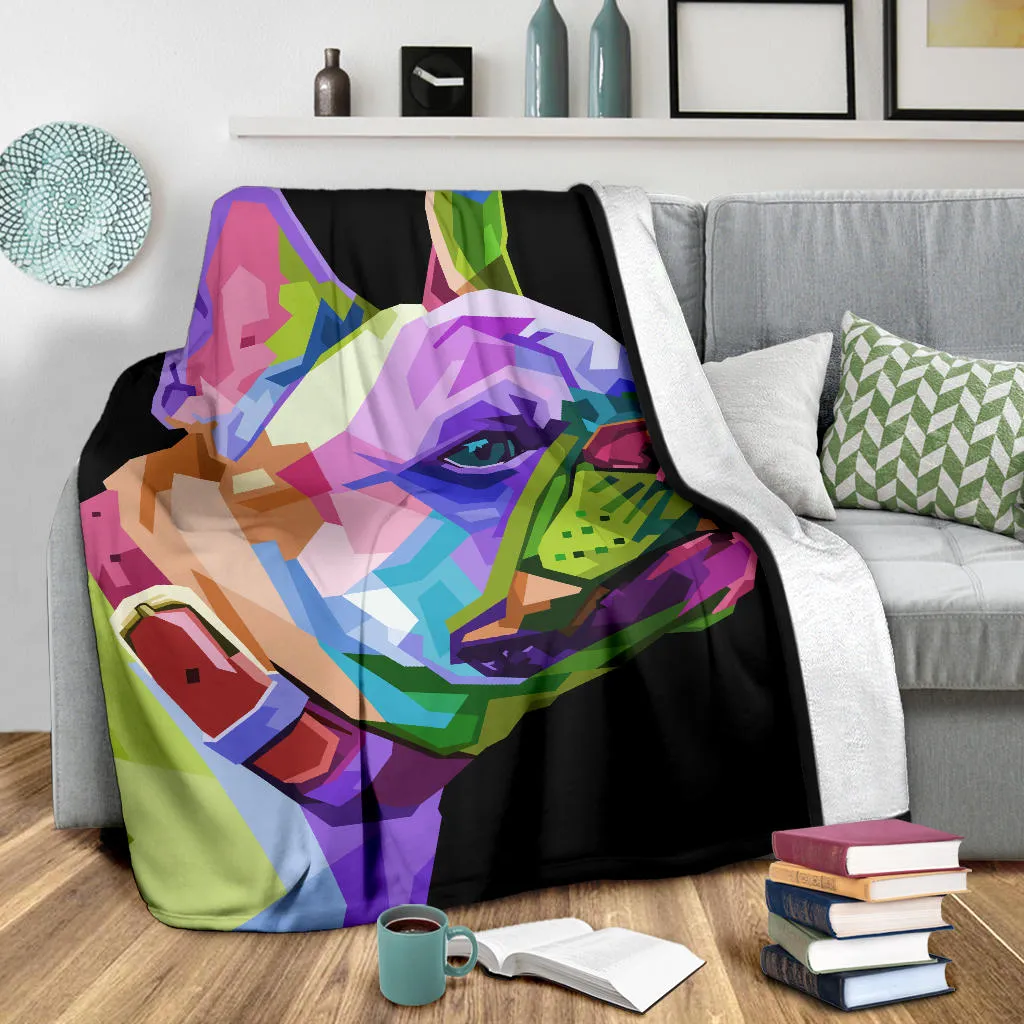 Premium Blanket cute french bulldog geometric pop art style