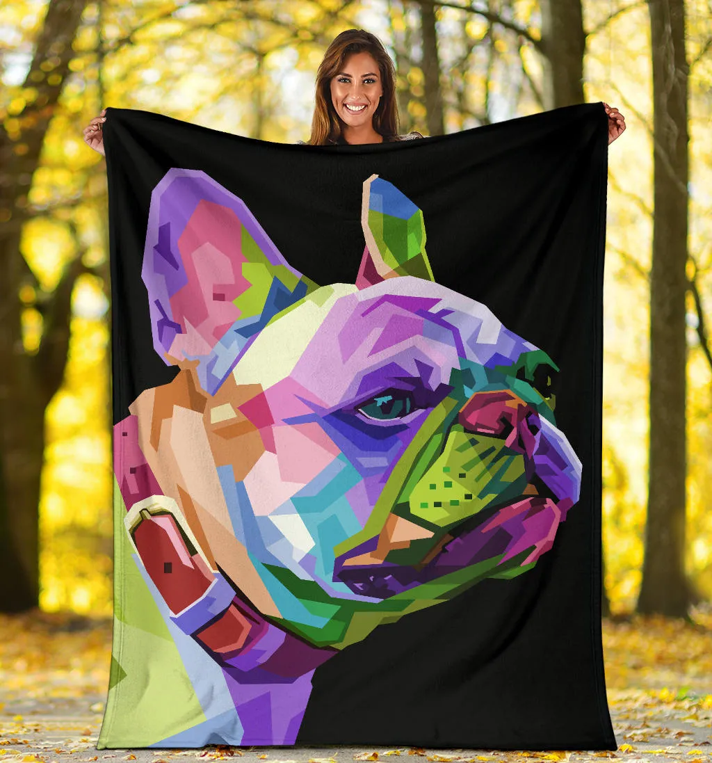 Premium Blanket cute french bulldog geometric pop art style