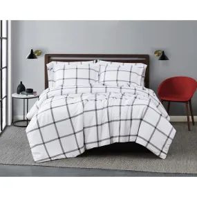 Printed Windowpane 3-Piece Duvet Cover Set