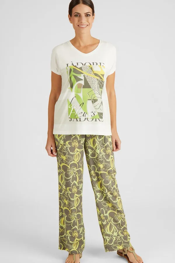 Rabe & LecomteKHAKI FLORAL PRINT TROUSERS