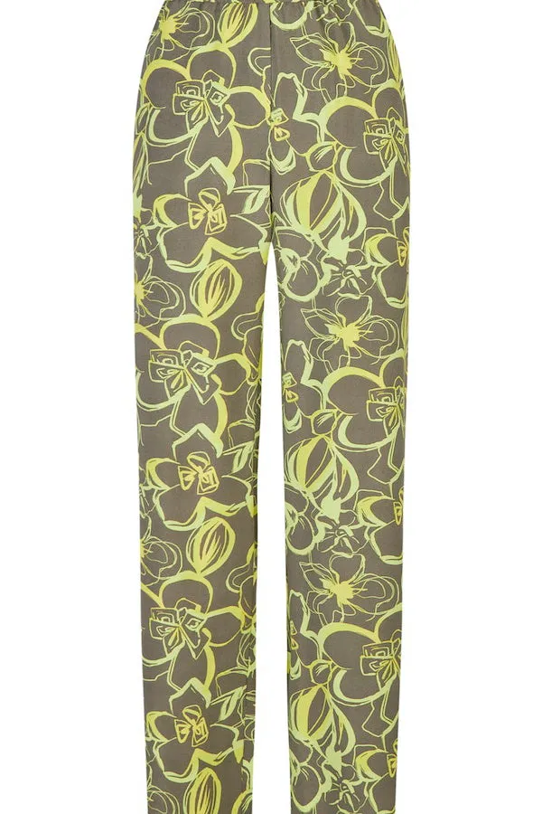 Rabe & LecomteKHAKI FLORAL PRINT TROUSERS