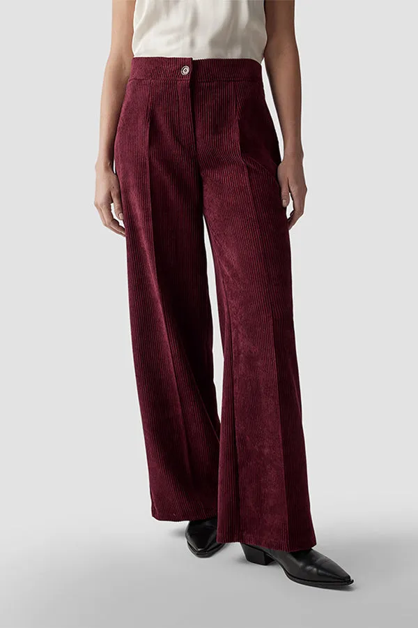 Rabe & LecomteRED WIDE LEG CURDOROY TROUSERS