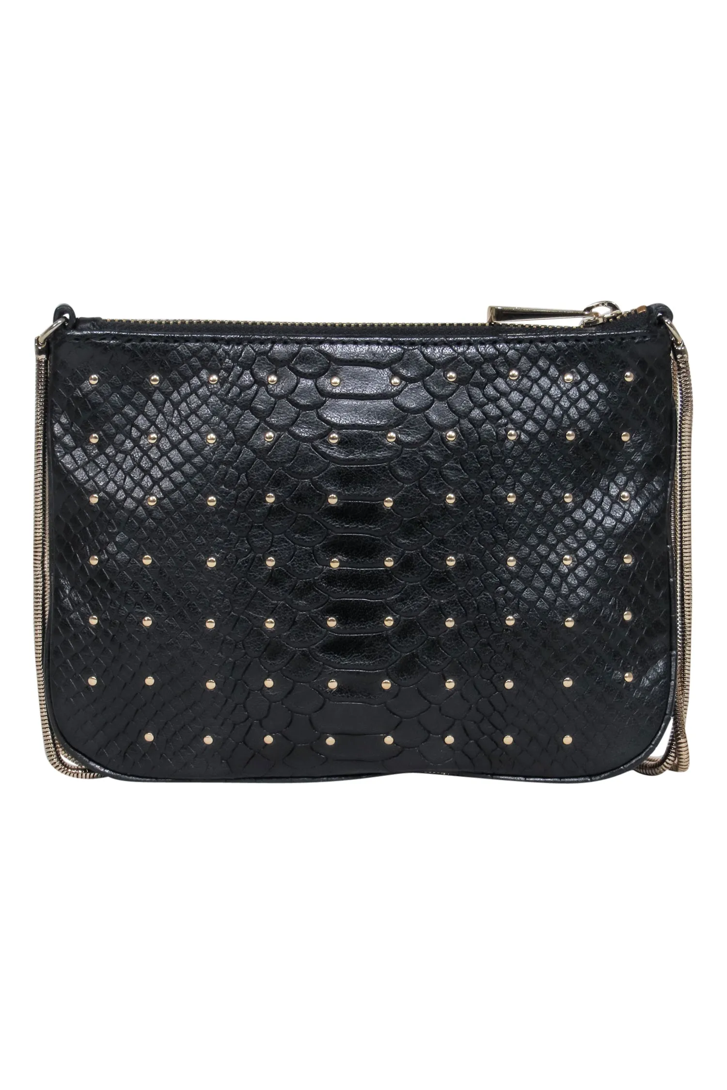 Rebecca Minkoff - Black Reptile Leather Studded Crossbody w/ Double Chain Strap