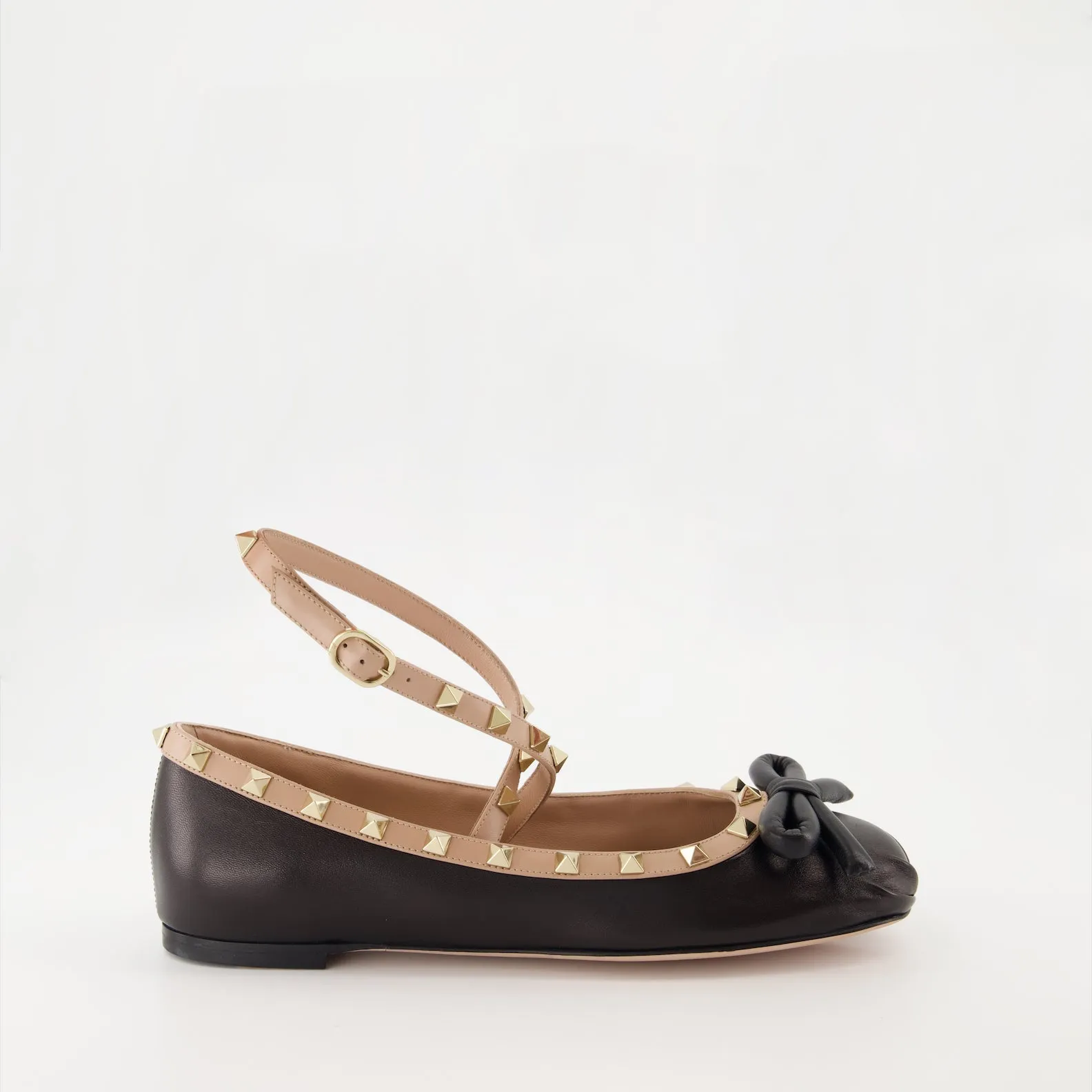 Rockstud Nappa Leather Ballet Flats