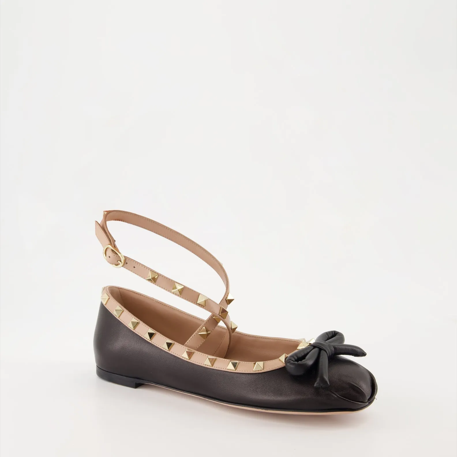 Rockstud Nappa Leather Ballet Flats