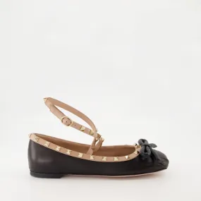 Rockstud Nappa Leather Ballet Flats