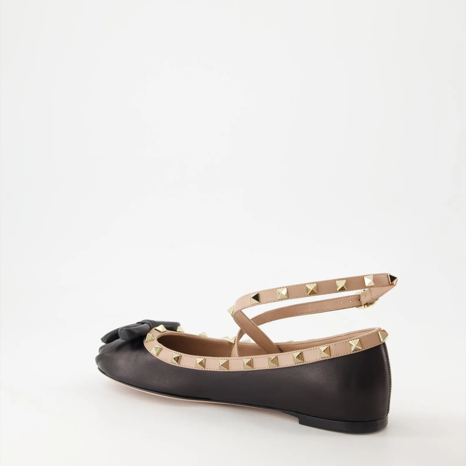 Rockstud Nappa Leather Ballet Flats