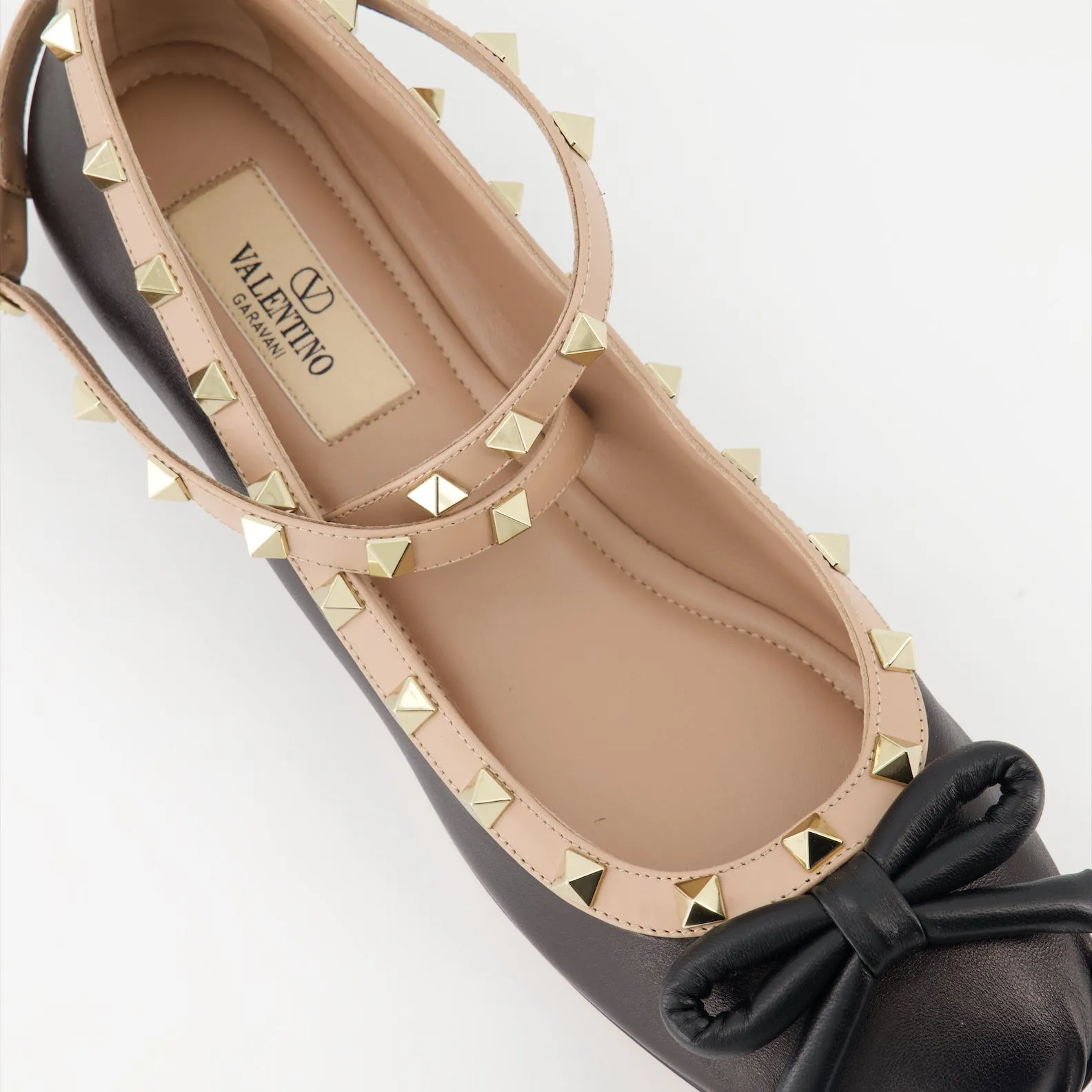 Rockstud Nappa Leather Ballet Flats