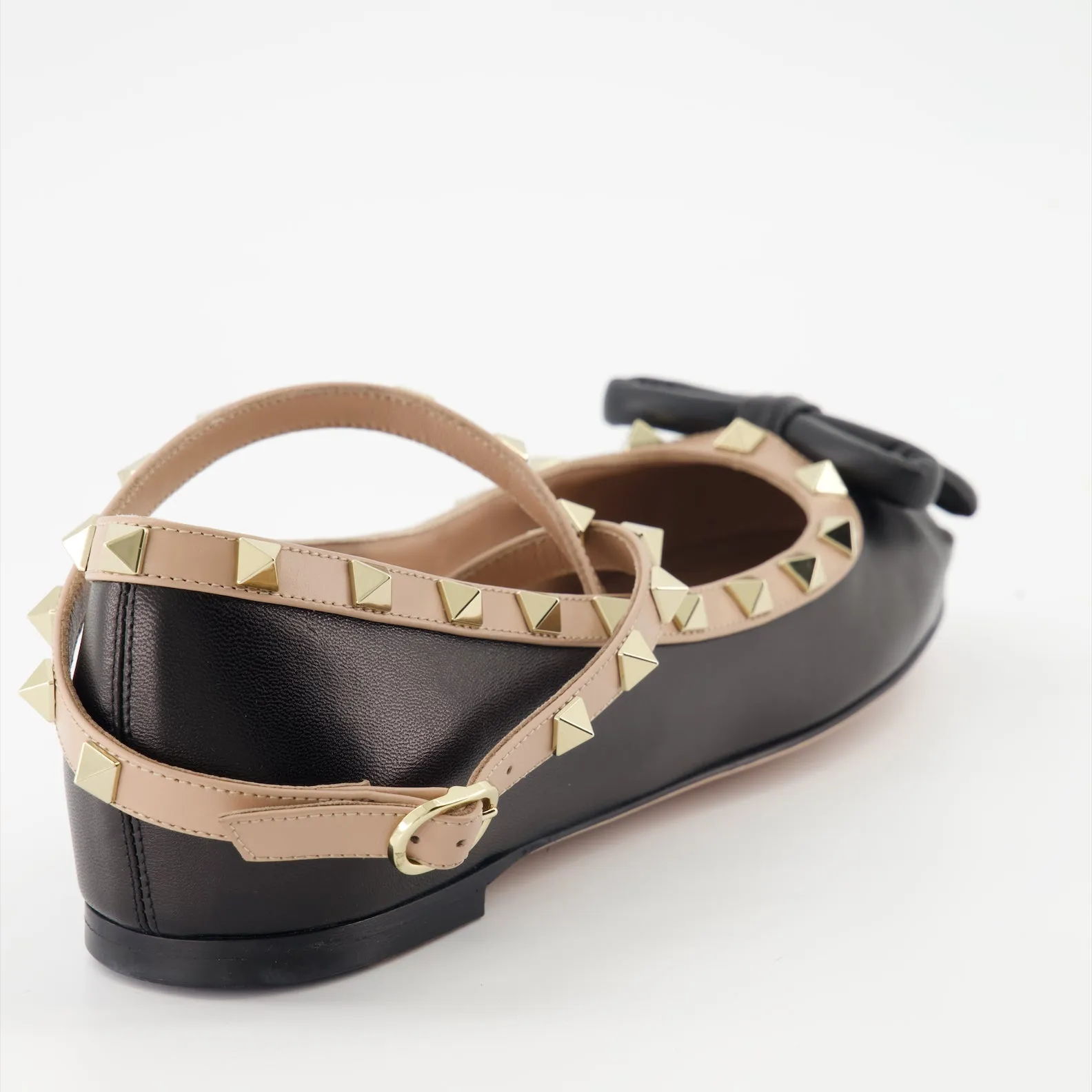 Rockstud Nappa Leather Ballet Flats