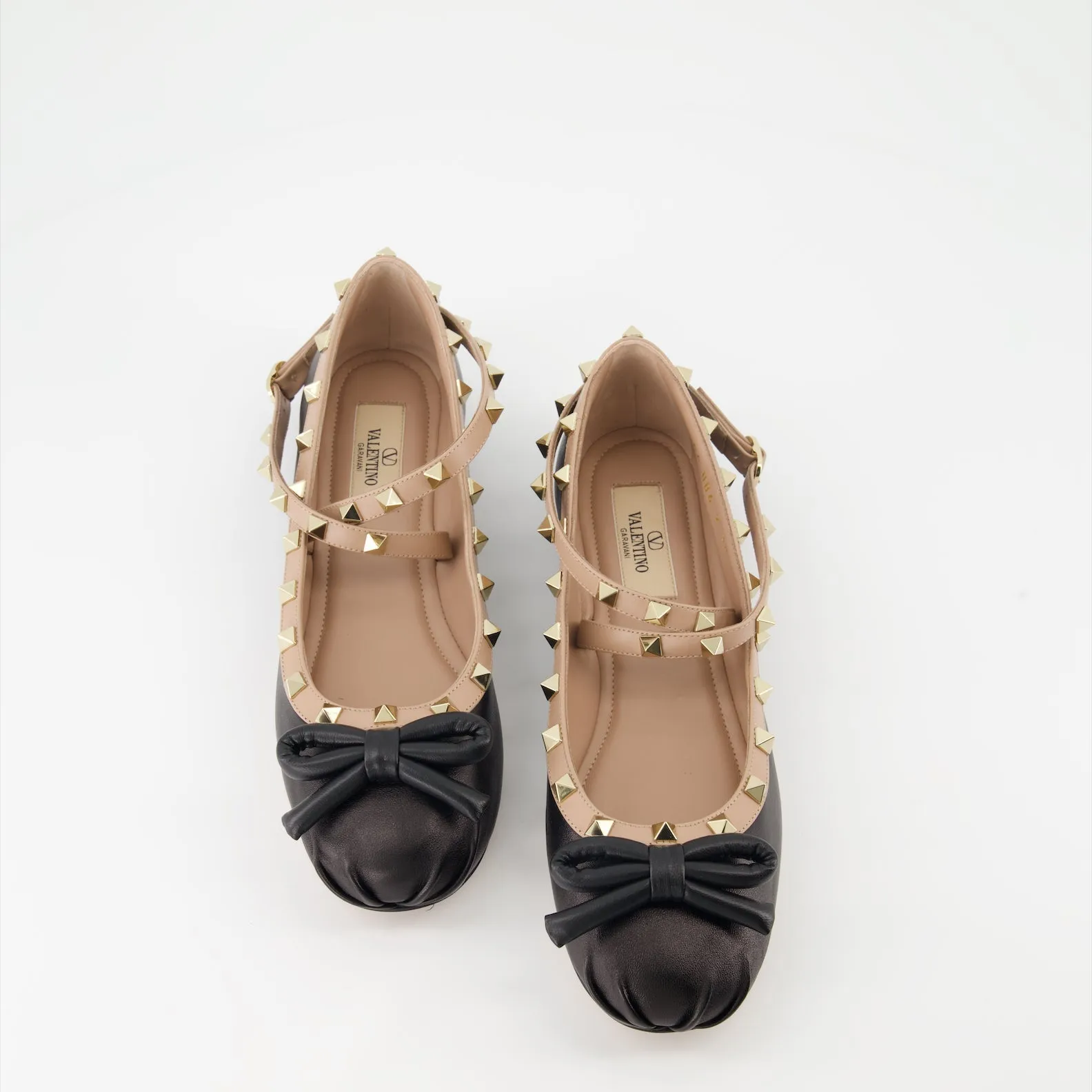 Rockstud Nappa Leather Ballet Flats