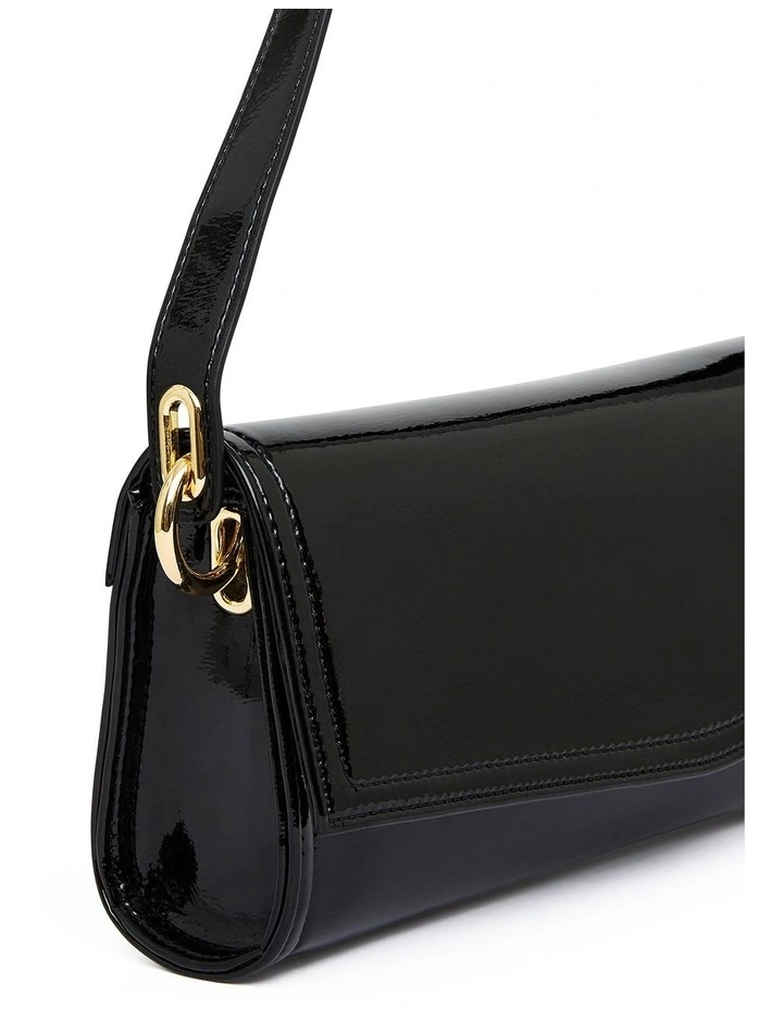 Roxy Patent Shoulder Bag in Black