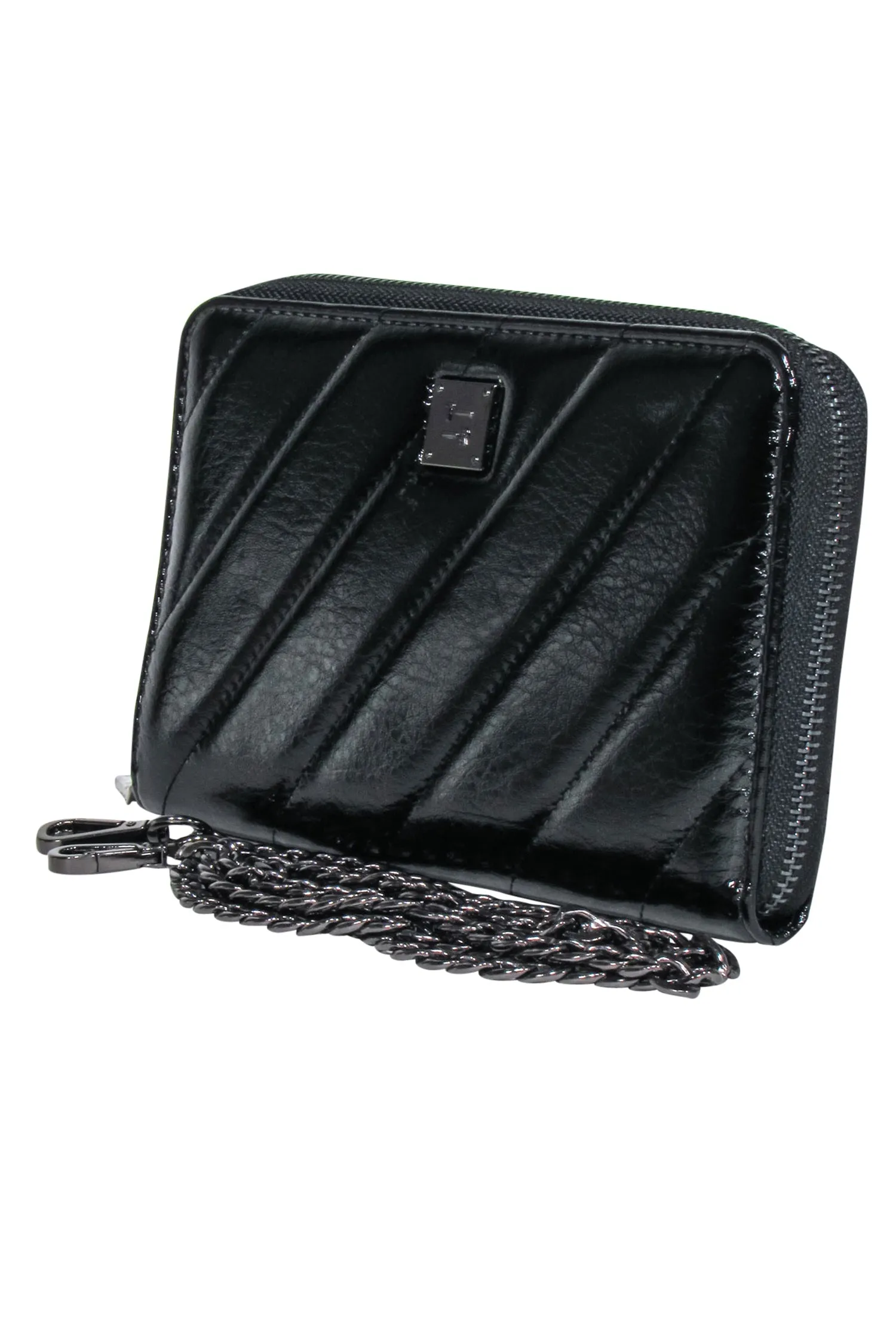 Royln - Black Patent Leather Crossbody Wallet w/ Removable Strap