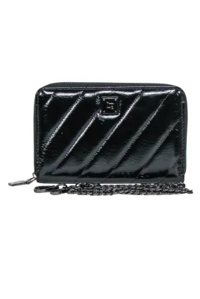 Royln - Black Patent Leather Crossbody Wallet w/ Removable Strap