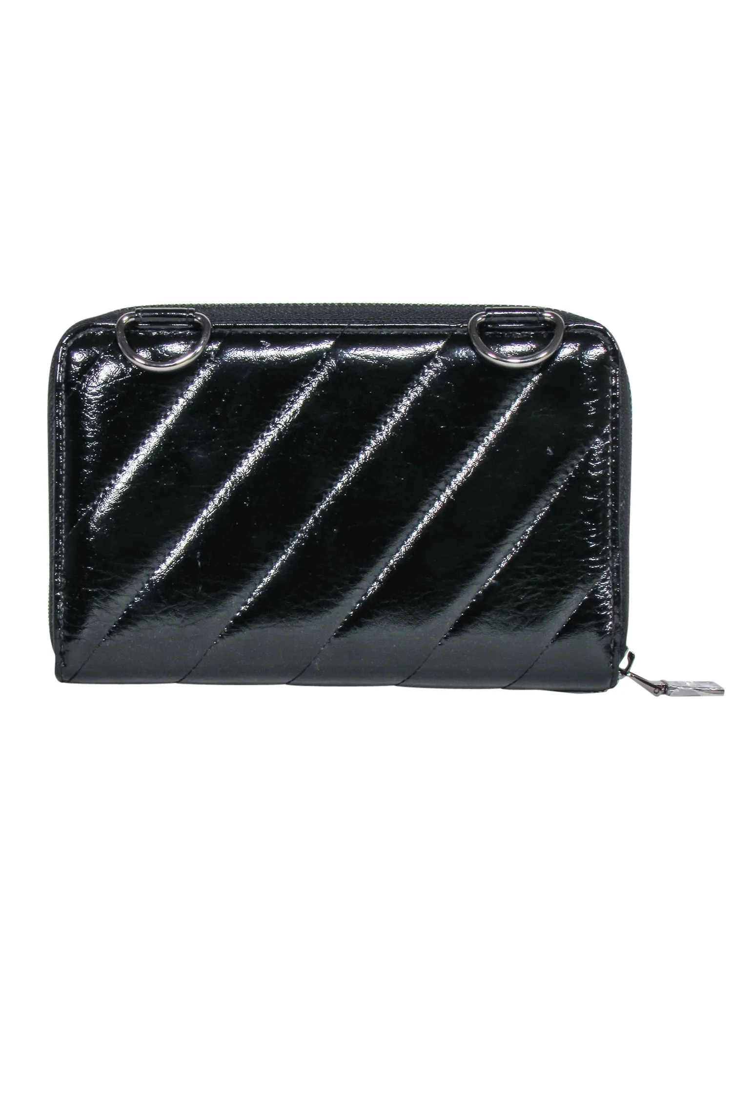 Royln - Black Patent Leather Crossbody Wallet w/ Removable Strap