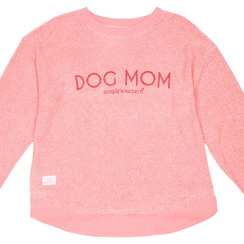 SALE Simply Southern Dog Mom Terry Pullover Soft Crew Long Sleeve T-Shirt