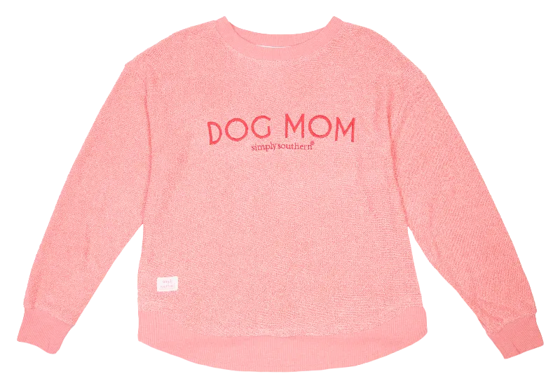 SALE Simply Southern Dog Mom Terry Pullover Soft Crew Long Sleeve T-Shirt