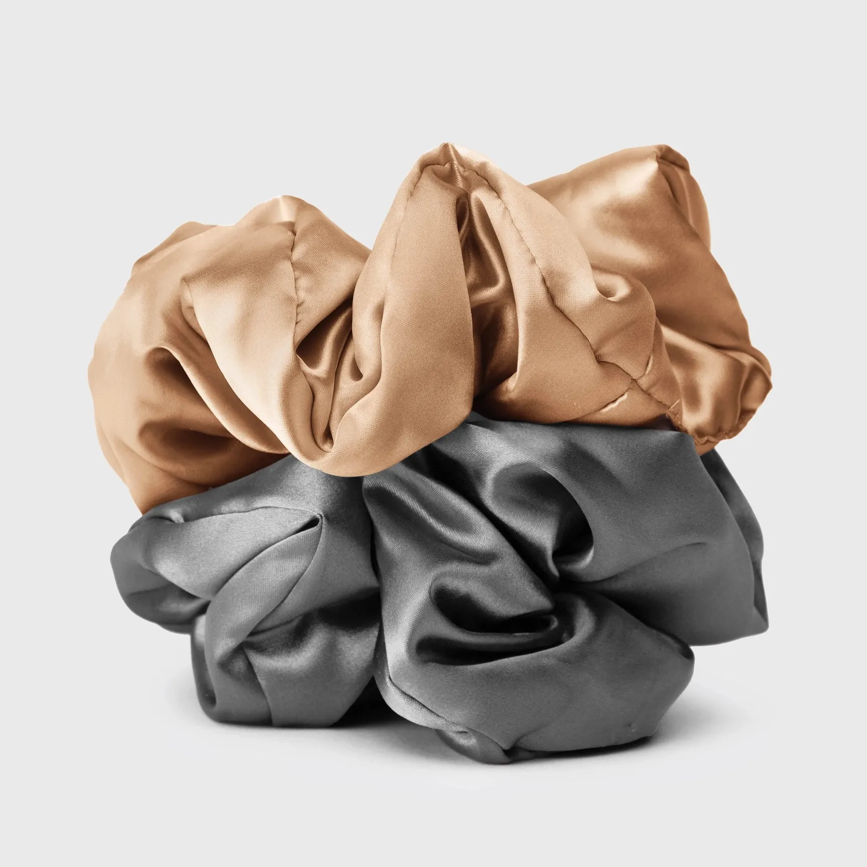 Satin Sleep Pillow Scrunchies - Gold/Charcoal-