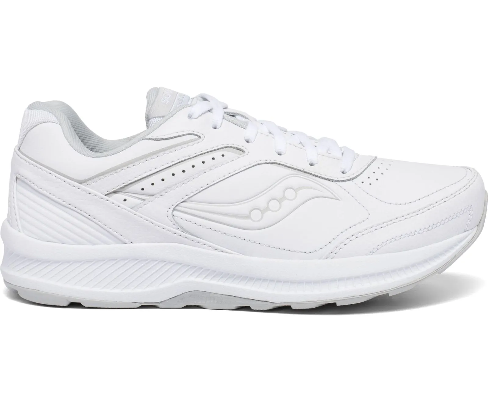 Saucony Womens Echelon Leather Walking Shoe- White Leather