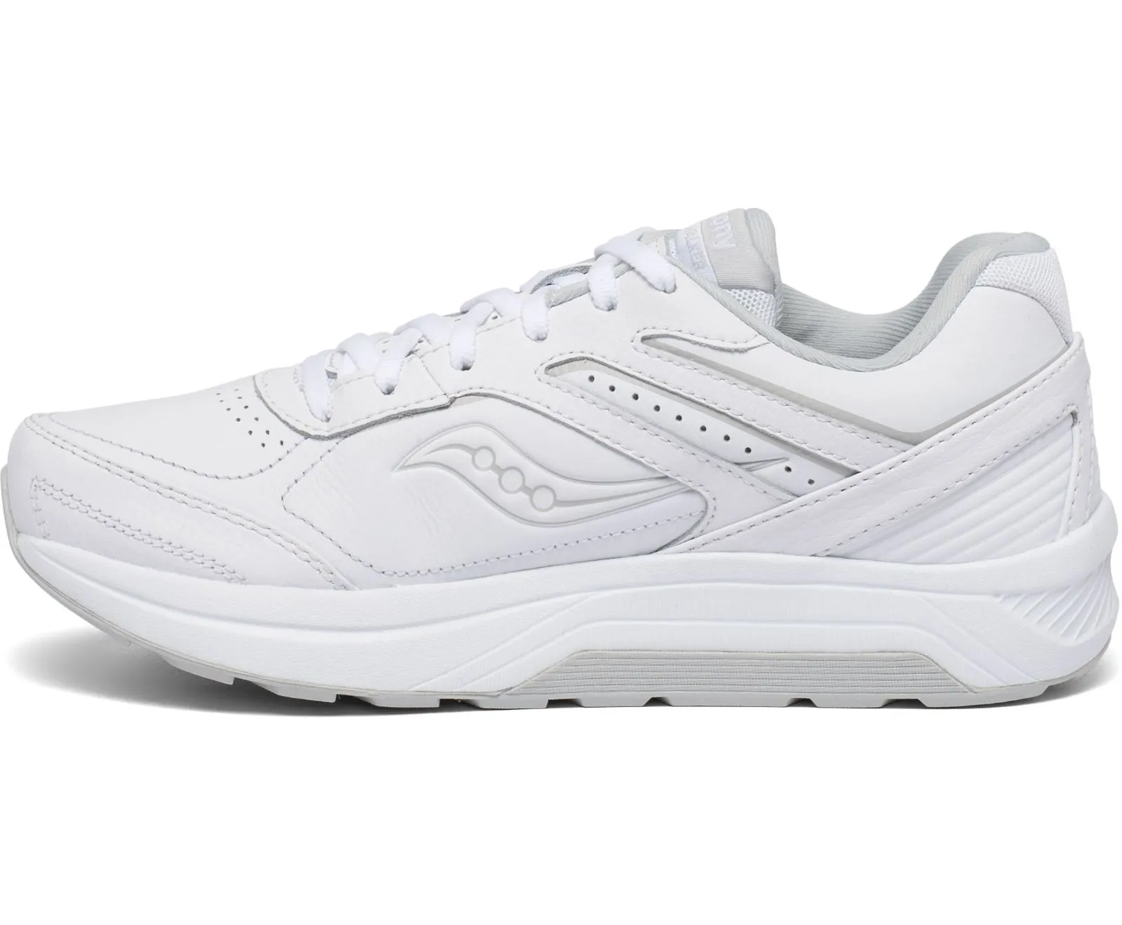 Saucony Womens Echelon Leather Walking Shoe- White Leather