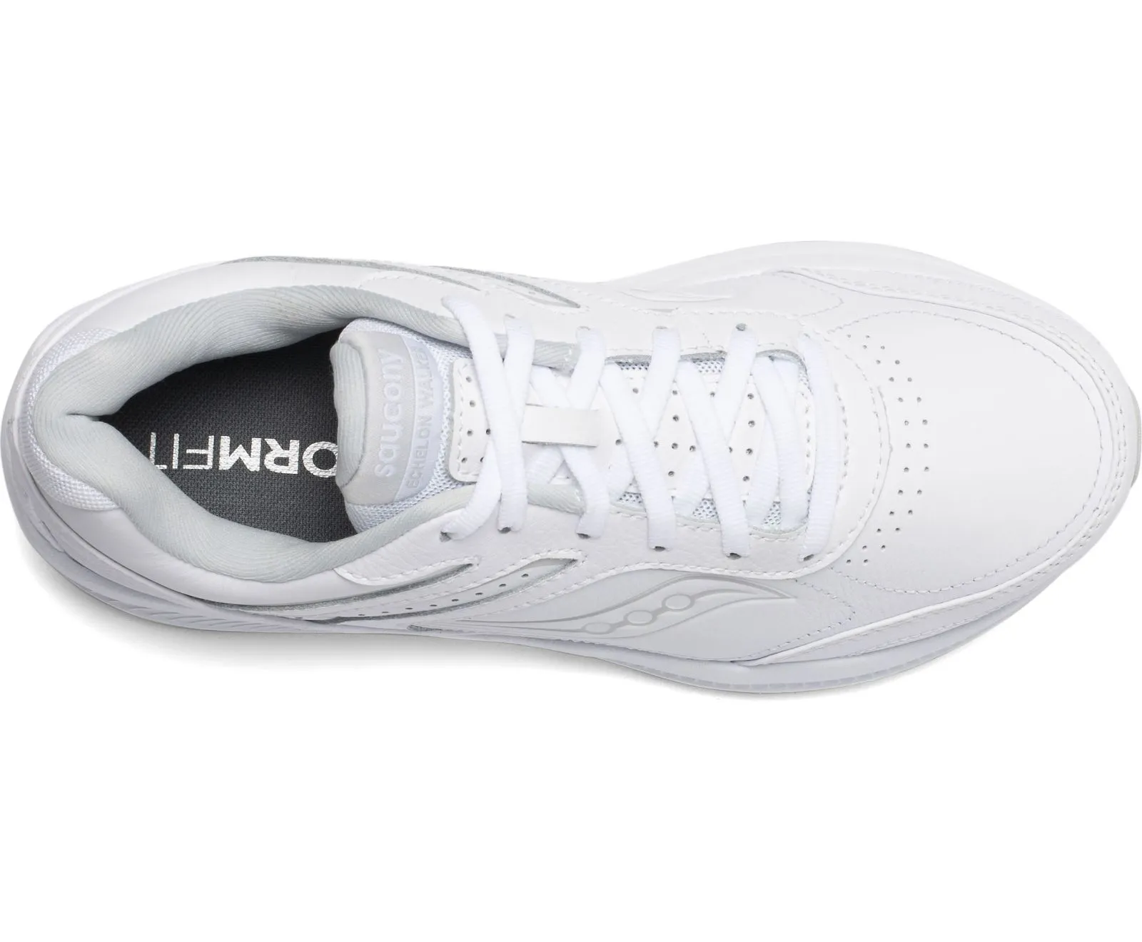 Saucony Womens Echelon Leather Walking Shoe- White Leather