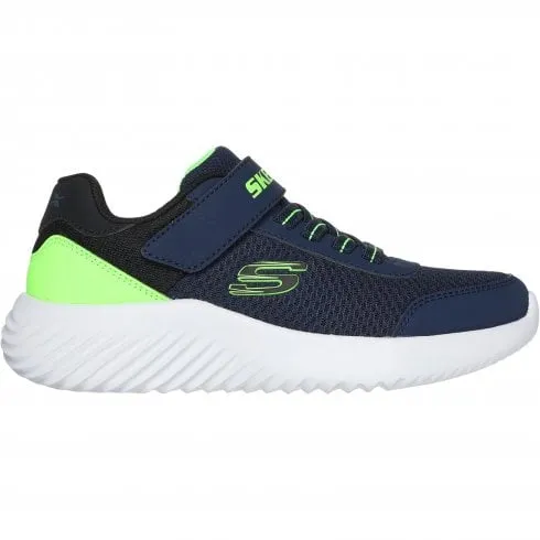 Skechers Bounder- Trekzic | Navy/Lime | Children's Elastic Lace & Riptape Trainers