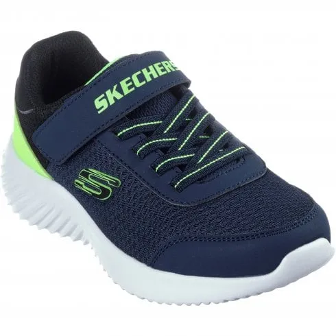 Skechers Bounder- Trekzic | Navy/Lime | Children's Elastic Lace & Riptape Trainers