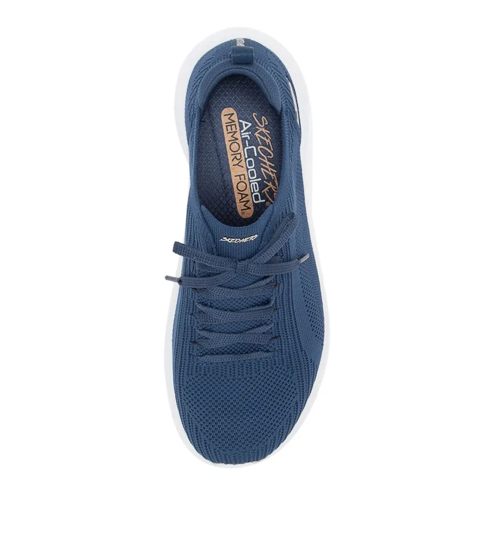 SKECHERS Ultra Flex 3.0 Navy Knit Lace Up Sneakers