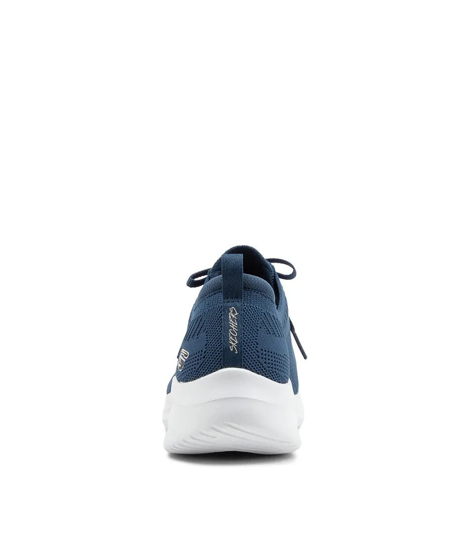 SKECHERS Ultra Flex 3.0 Navy Knit Lace Up Sneakers