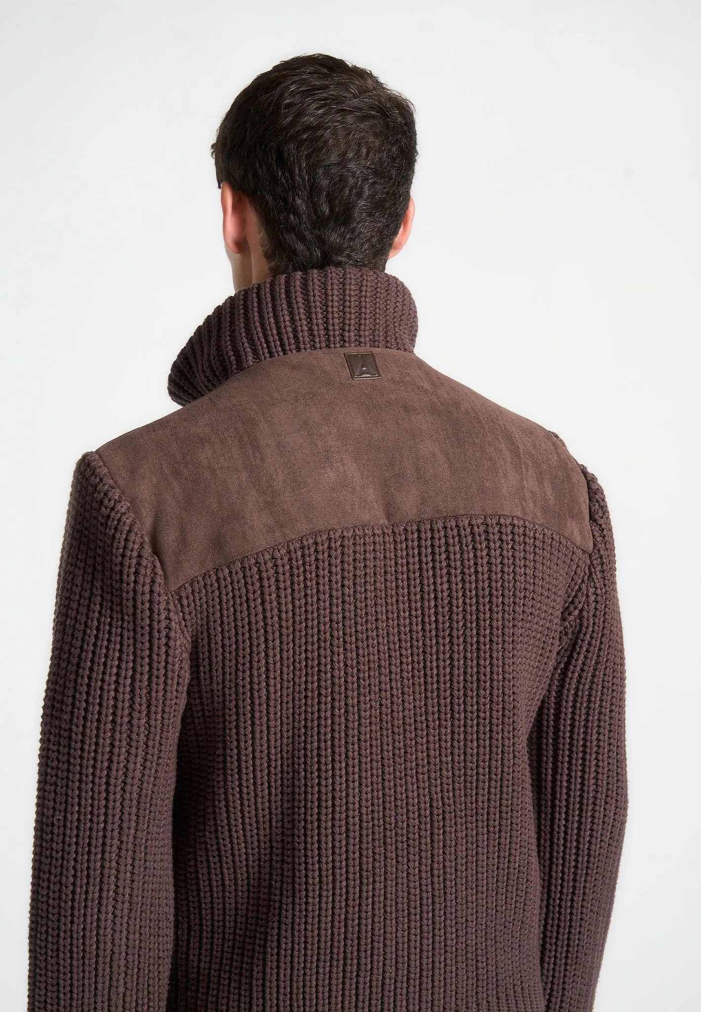 Suede & Knit Jacket - Brown