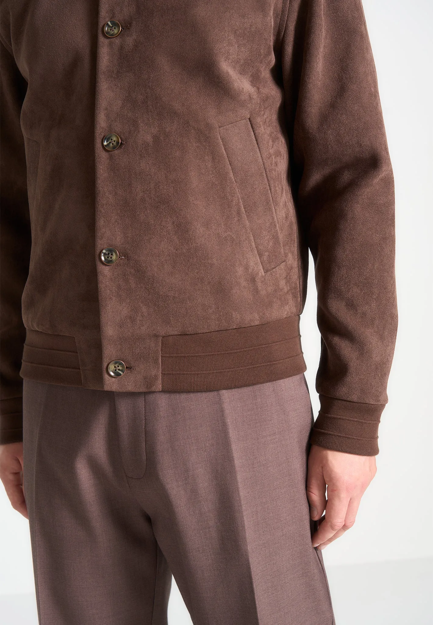 Suede Bomber Jacket - Brown