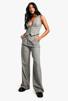 Tall Herringbone Wool Look Wide Leg Trousers