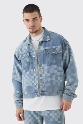 Tall Jacquard Check Denim Jacket