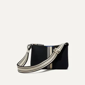 The Casual Crossbody in Black and Ivory Stripe