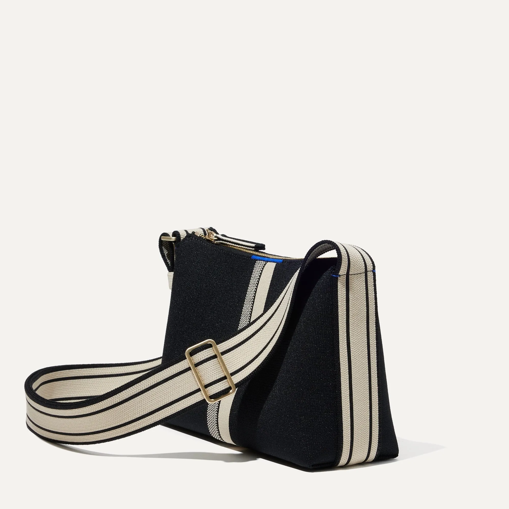 The Casual Crossbody in Black and Ivory Stripe