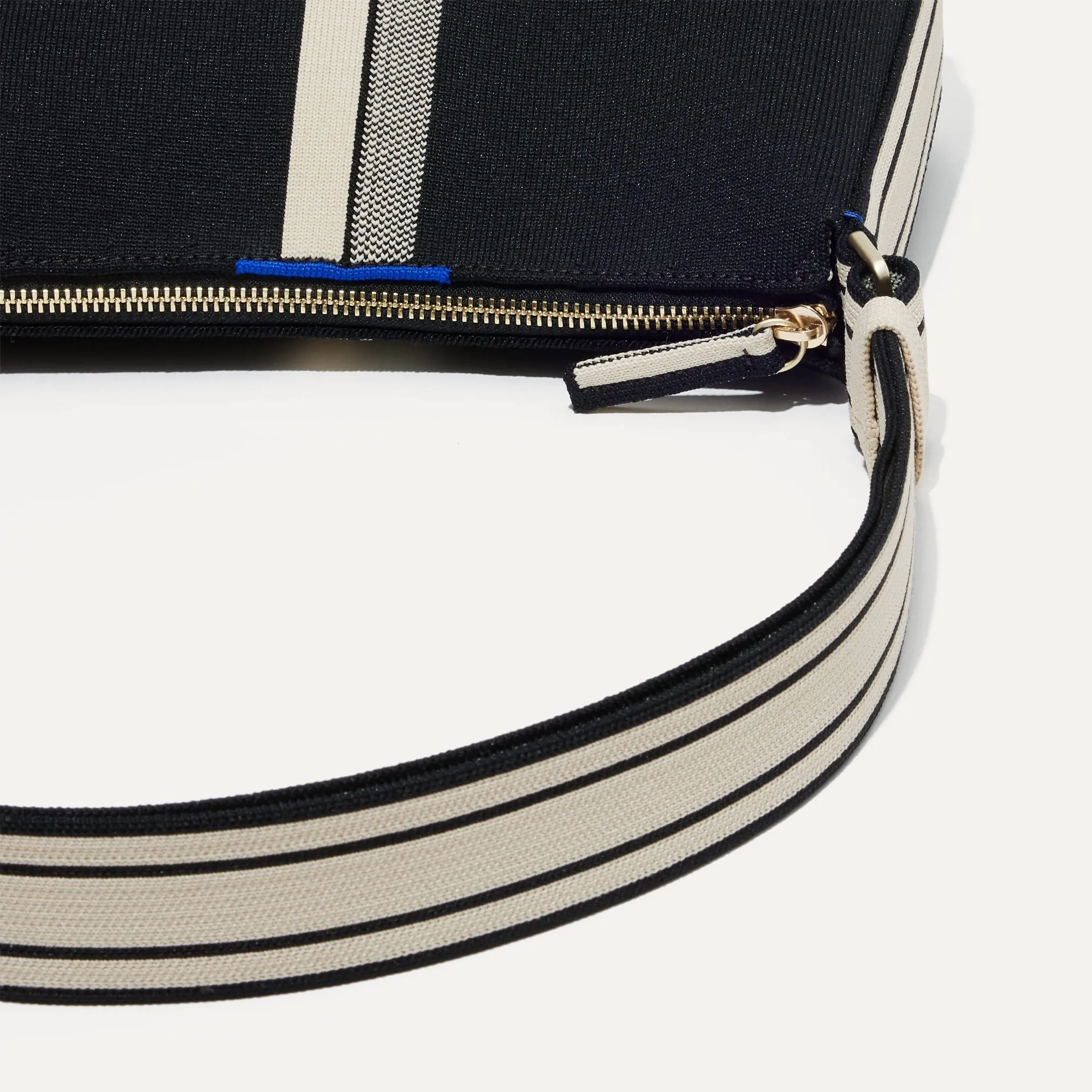 The Casual Crossbody in Black and Ivory Stripe