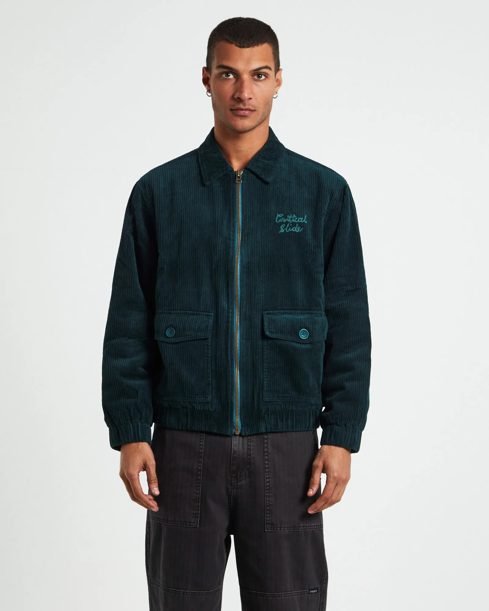 The Critical Slide Society Uptown Cord Jacket Pine Green