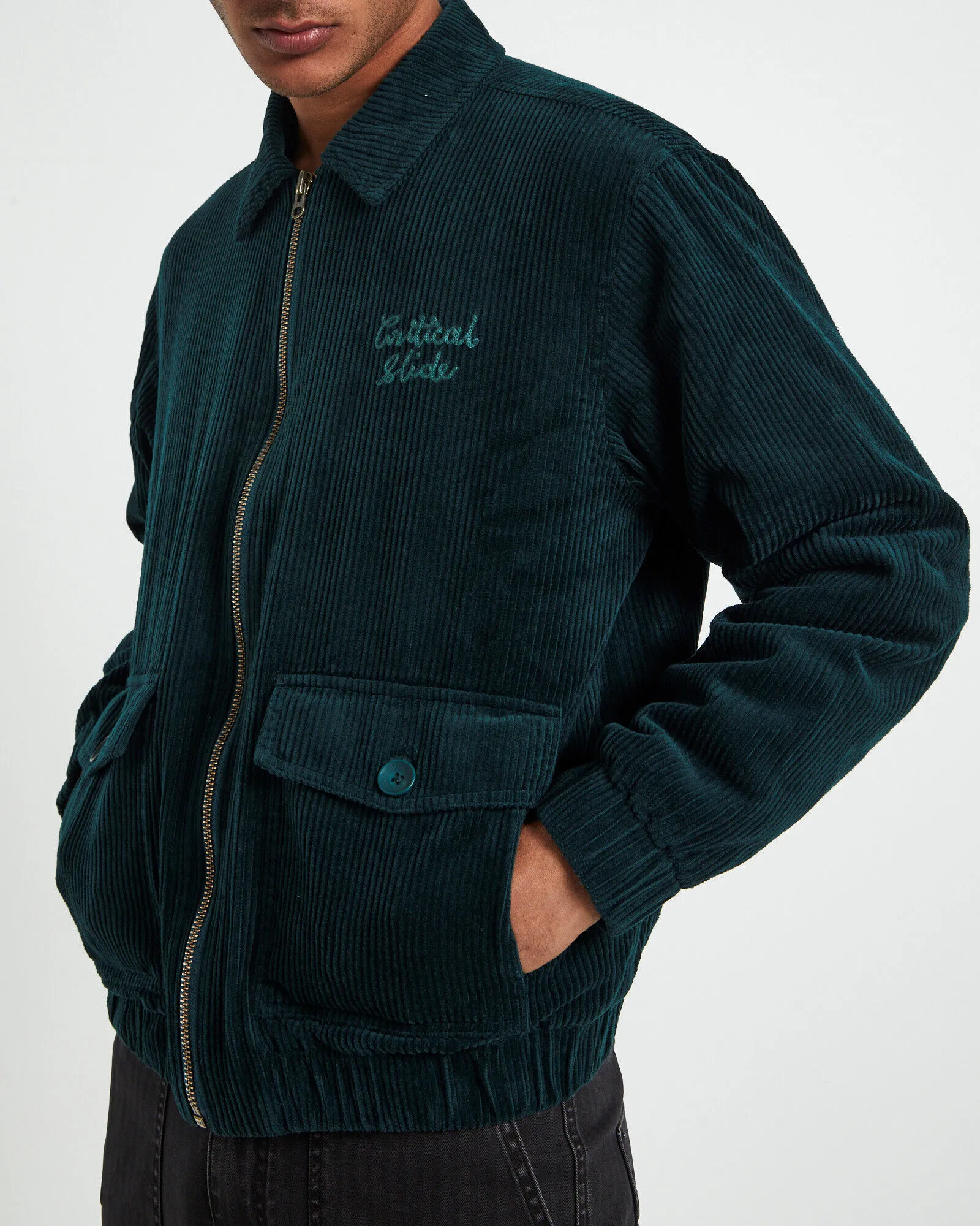 The Critical Slide Society Uptown Cord Jacket Pine Green