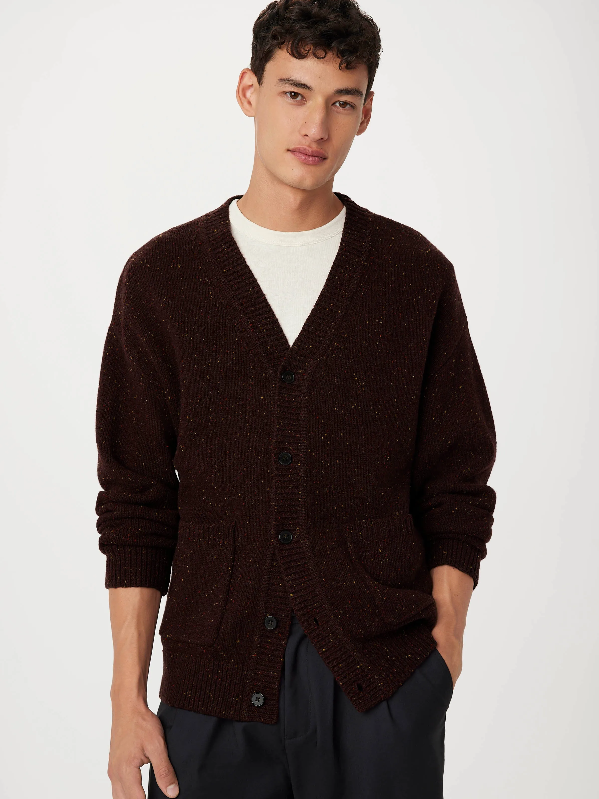 The Donegal Cardigan in Red Wine