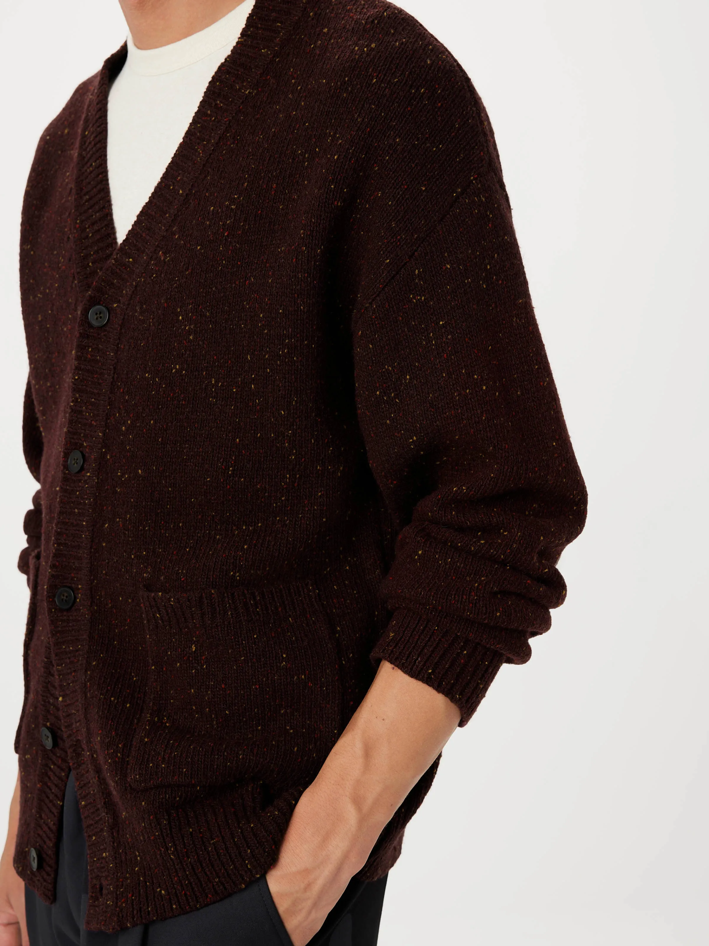 The Donegal Cardigan in Red Wine