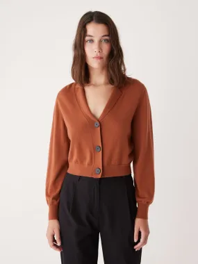 The Merino Wool Collared Cardigan in Burnt Sienna