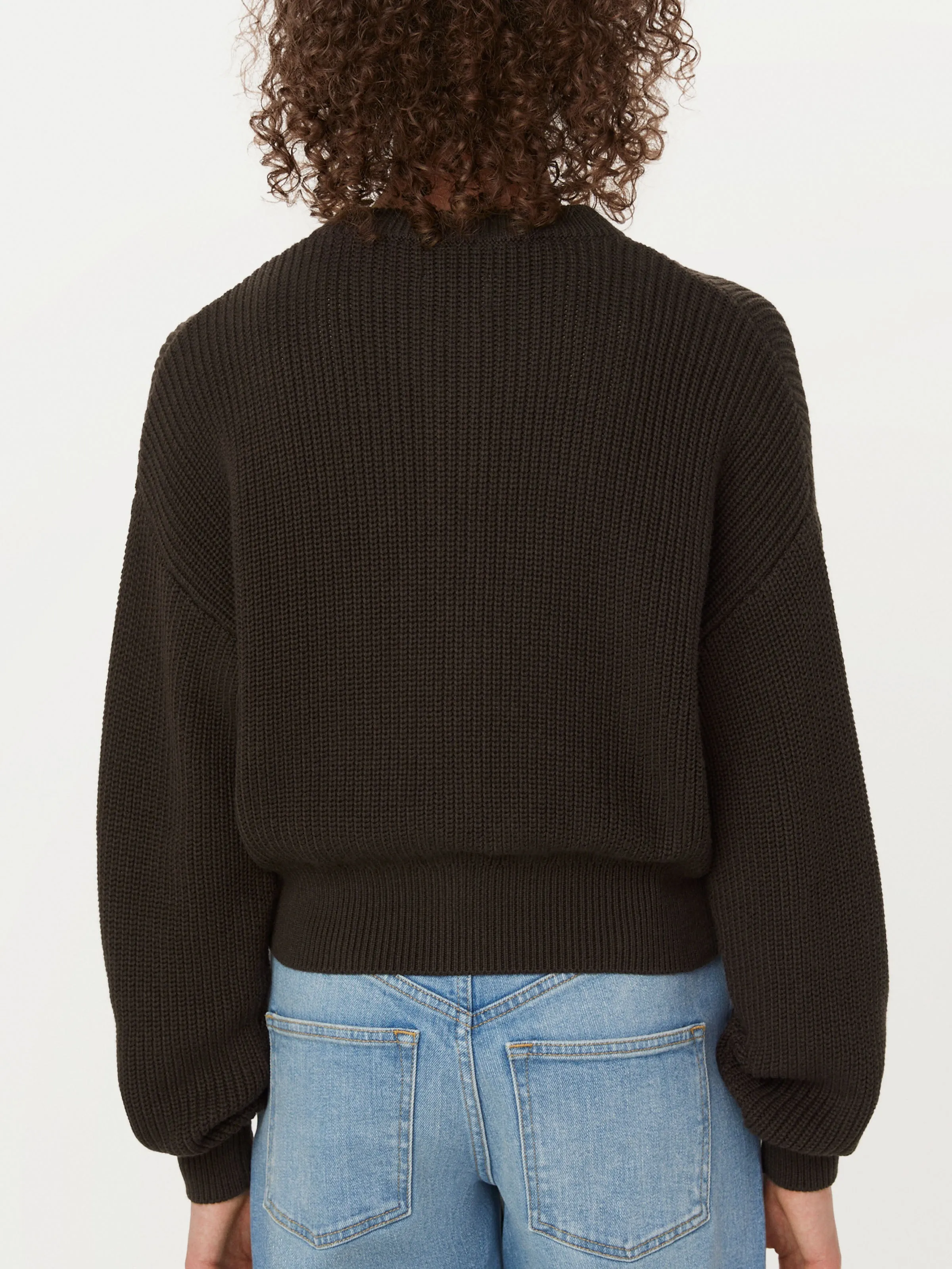 The SeaCell Crewneck Cardigan in Dark Chocolate