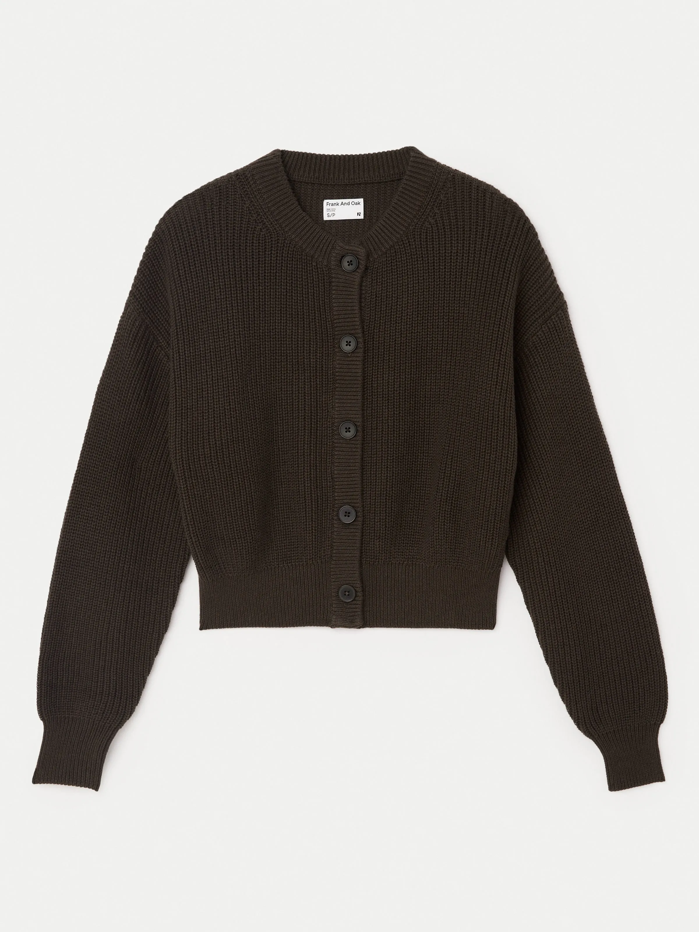 The SeaCell Crewneck Cardigan in Dark Chocolate