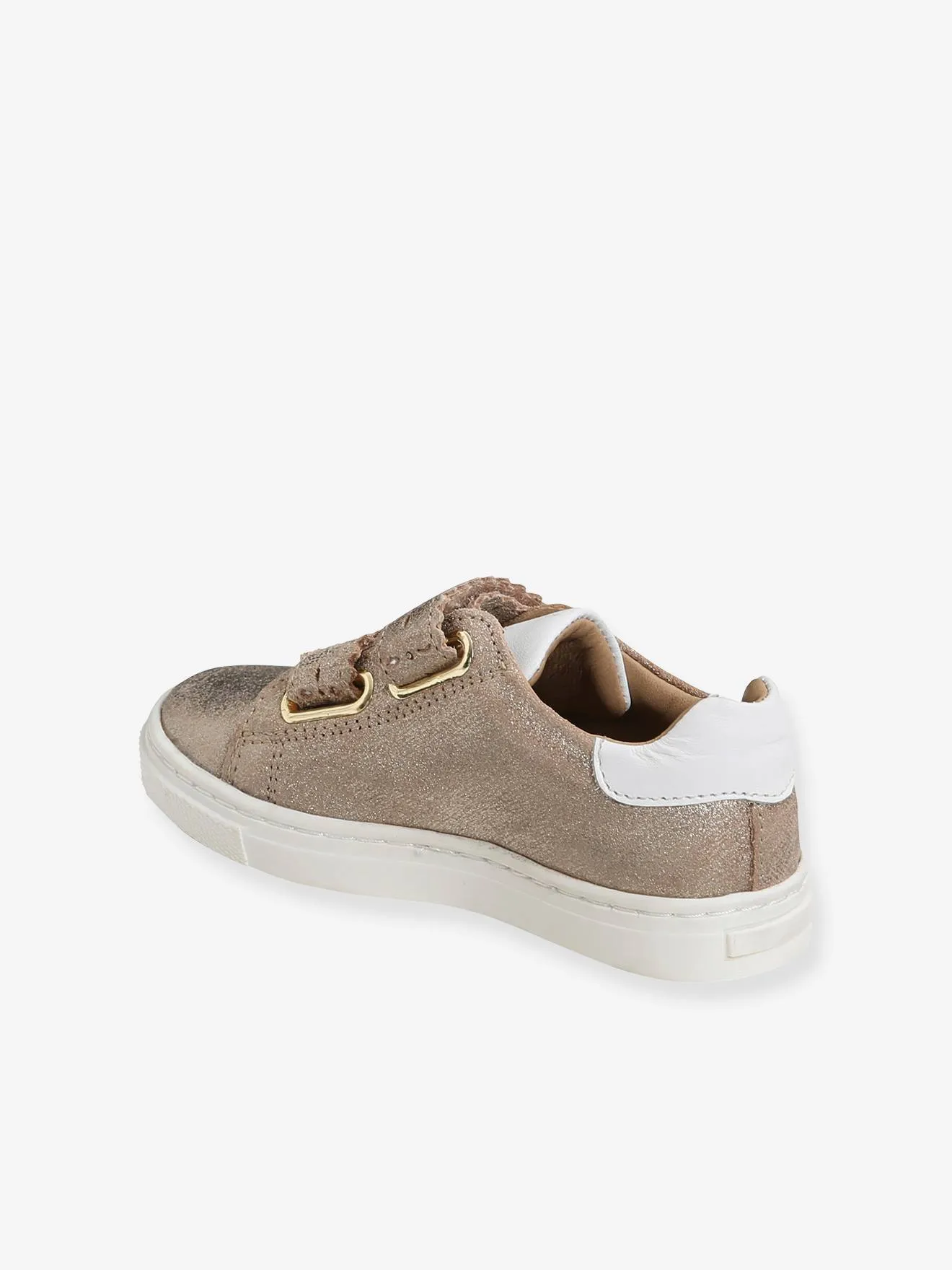 Touch-Fastening Leather Trainers for Girls, Designed for Autonomy - bronze