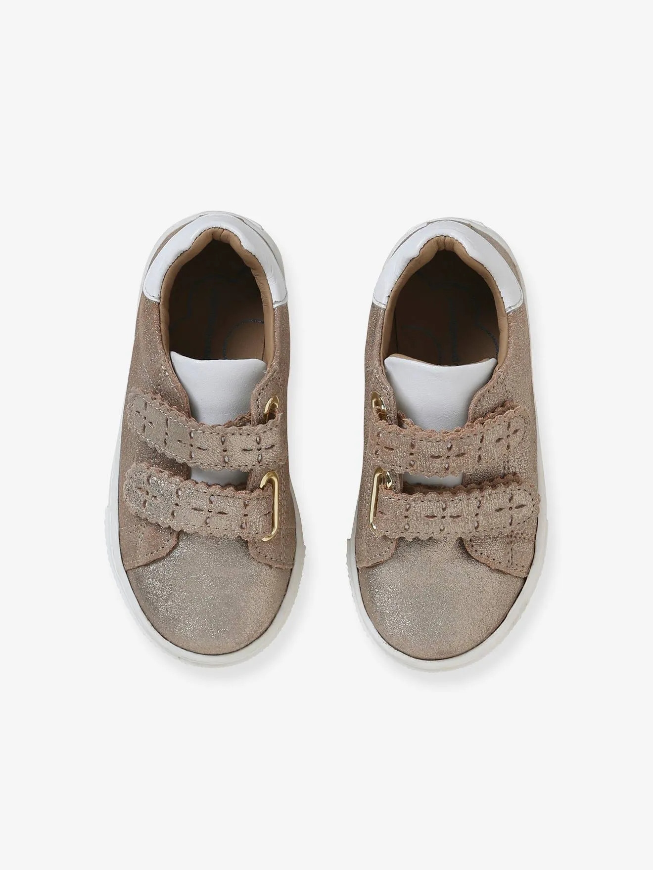 Touch-Fastening Leather Trainers for Girls, Designed for Autonomy - bronze