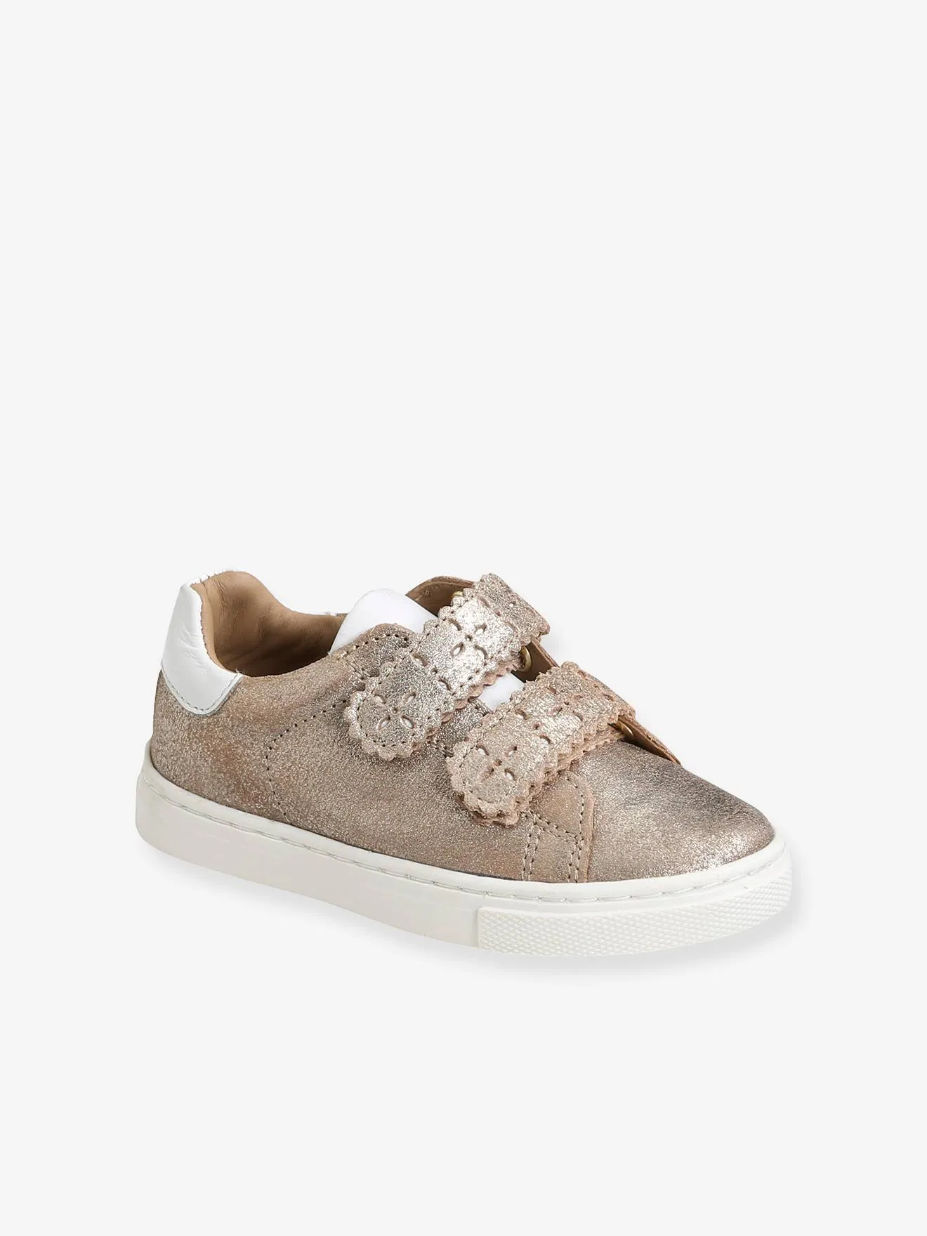 Touch-Fastening Leather Trainers for Girls, Designed for Autonomy - bronze