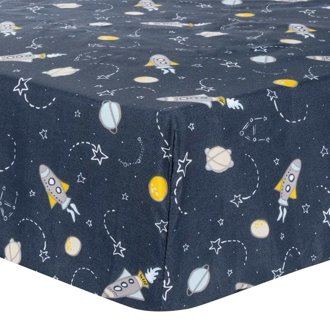 Trend Lab Microfiber Fitted Crib Sheet (2) - Rocket  - Clement